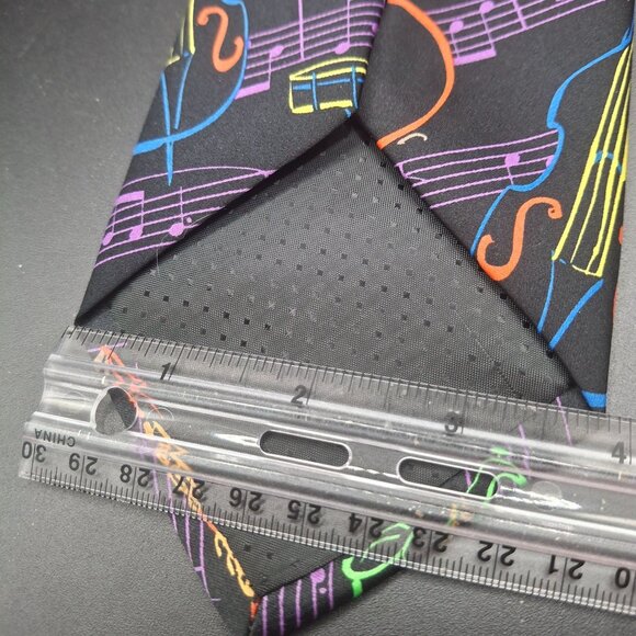 Ralph Marlin 1995 Jazz-Themed Neon Necktie With Musical Instruments & Notes - Picture 5 of 5